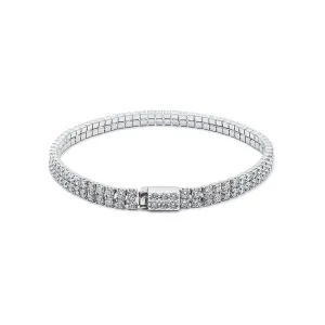 925 Sterling Silver Double Row Diamond Tennis Bracelet For Men and Women