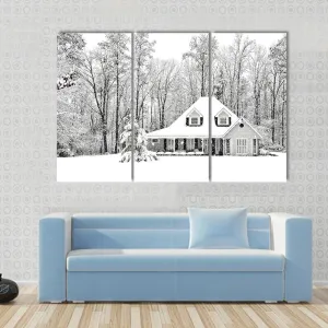 Frosty Home In Winter Canvas Wall Art