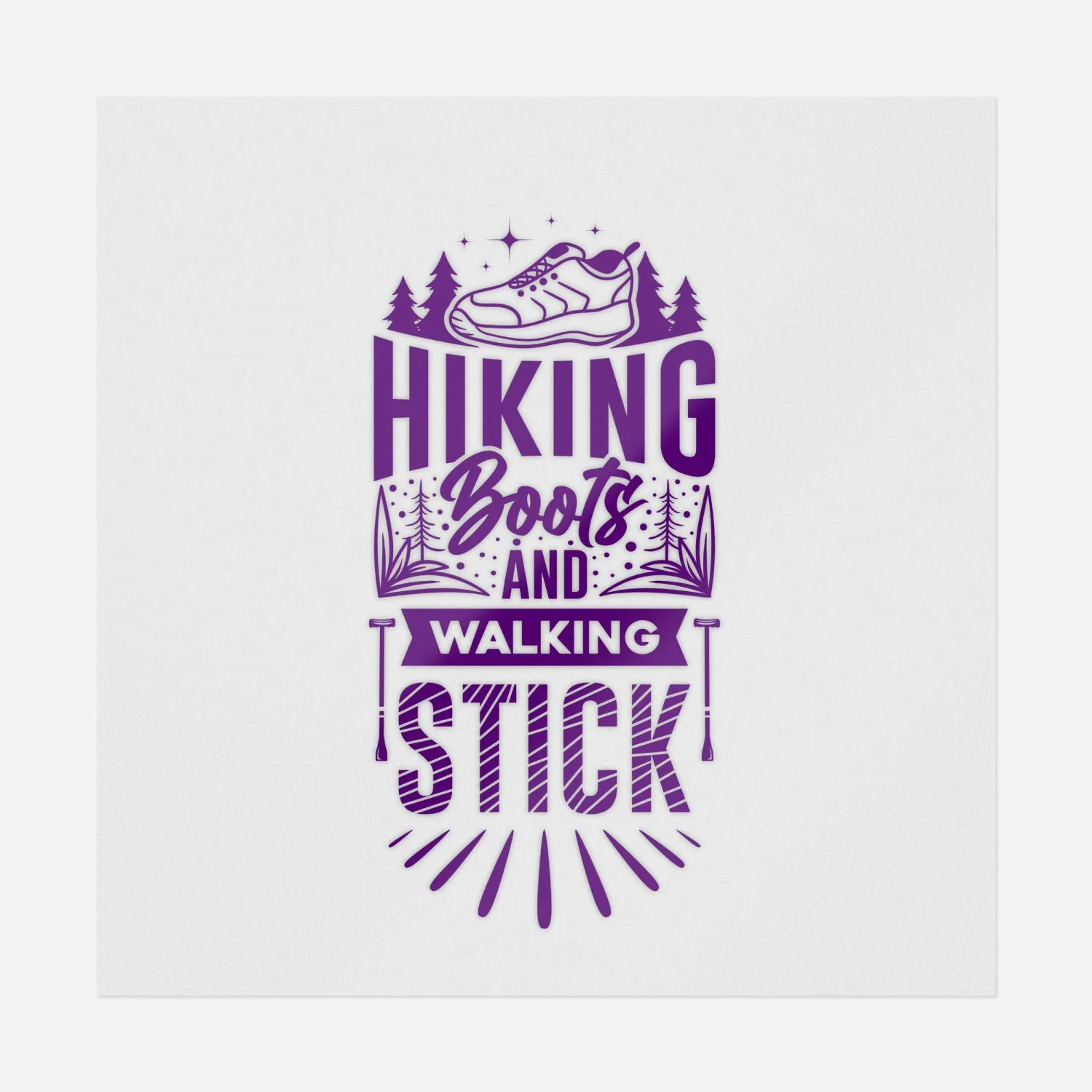 Hiking Boots And Walking Stick