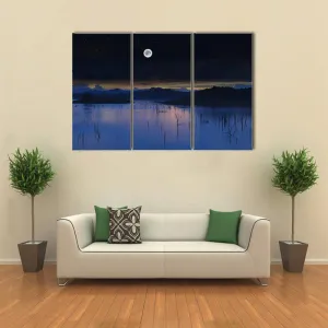 Lake With Full Moon Canvas Wall Art