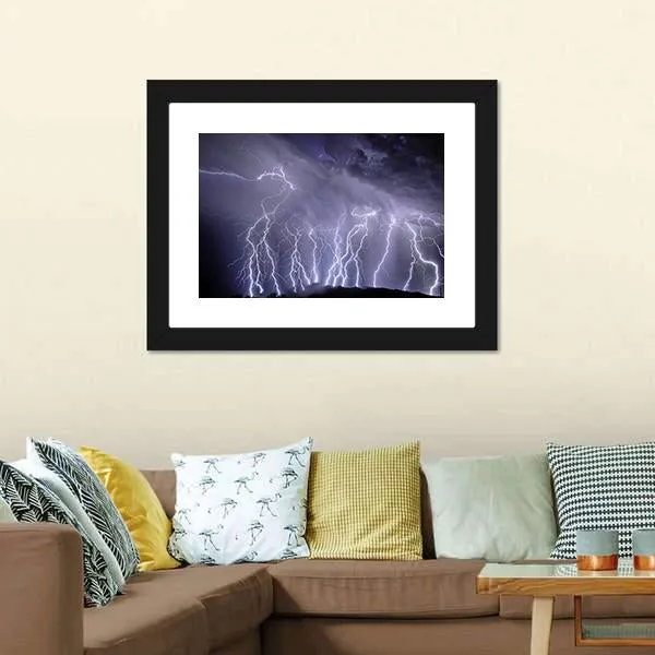 Lightning Over Rincon Mountains Canvas Wall Art