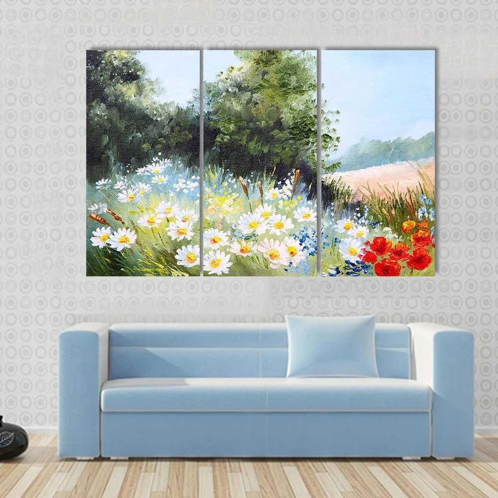 Meadow Of Daisies Canvas Wall Art