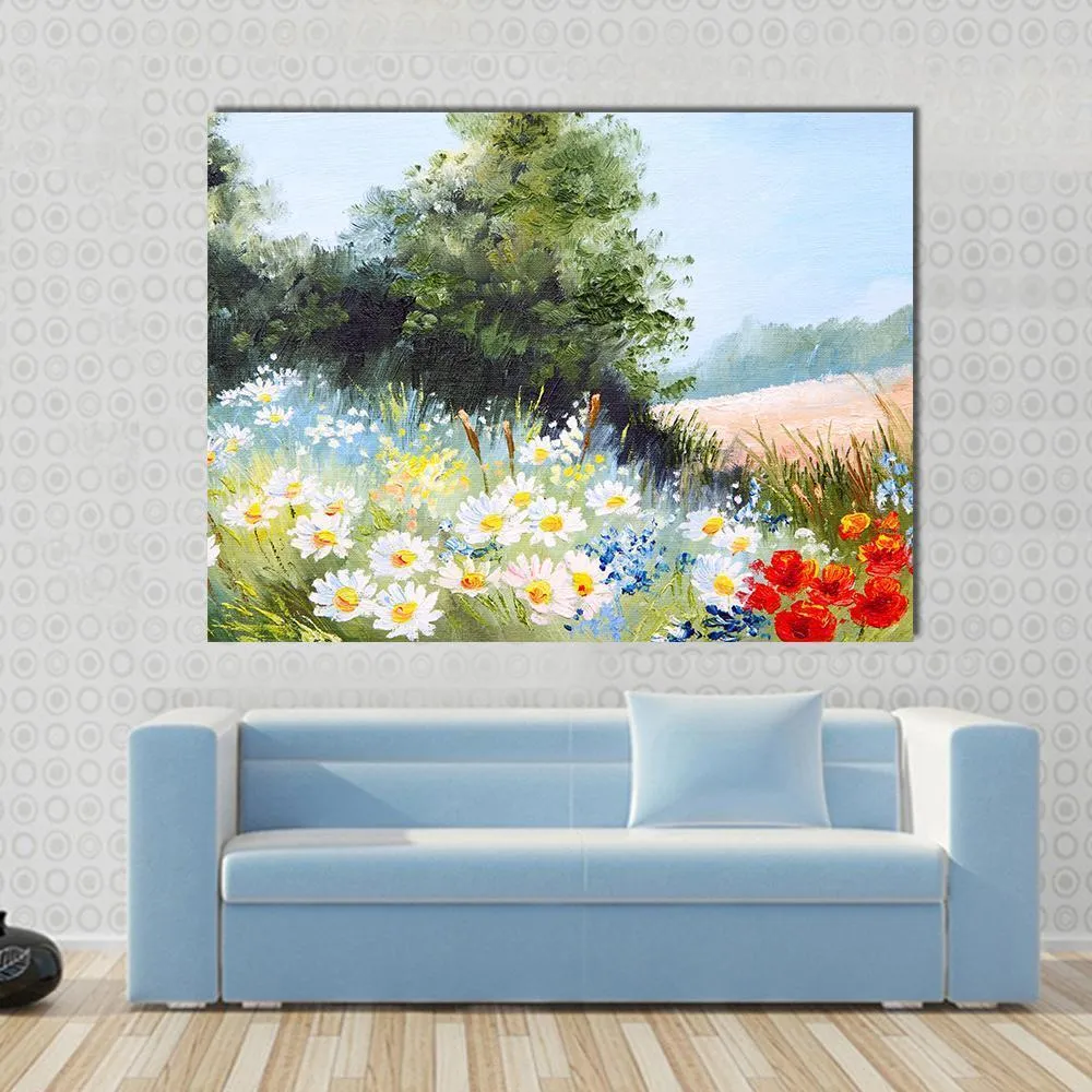 Meadow Of Daisies Canvas Wall Art