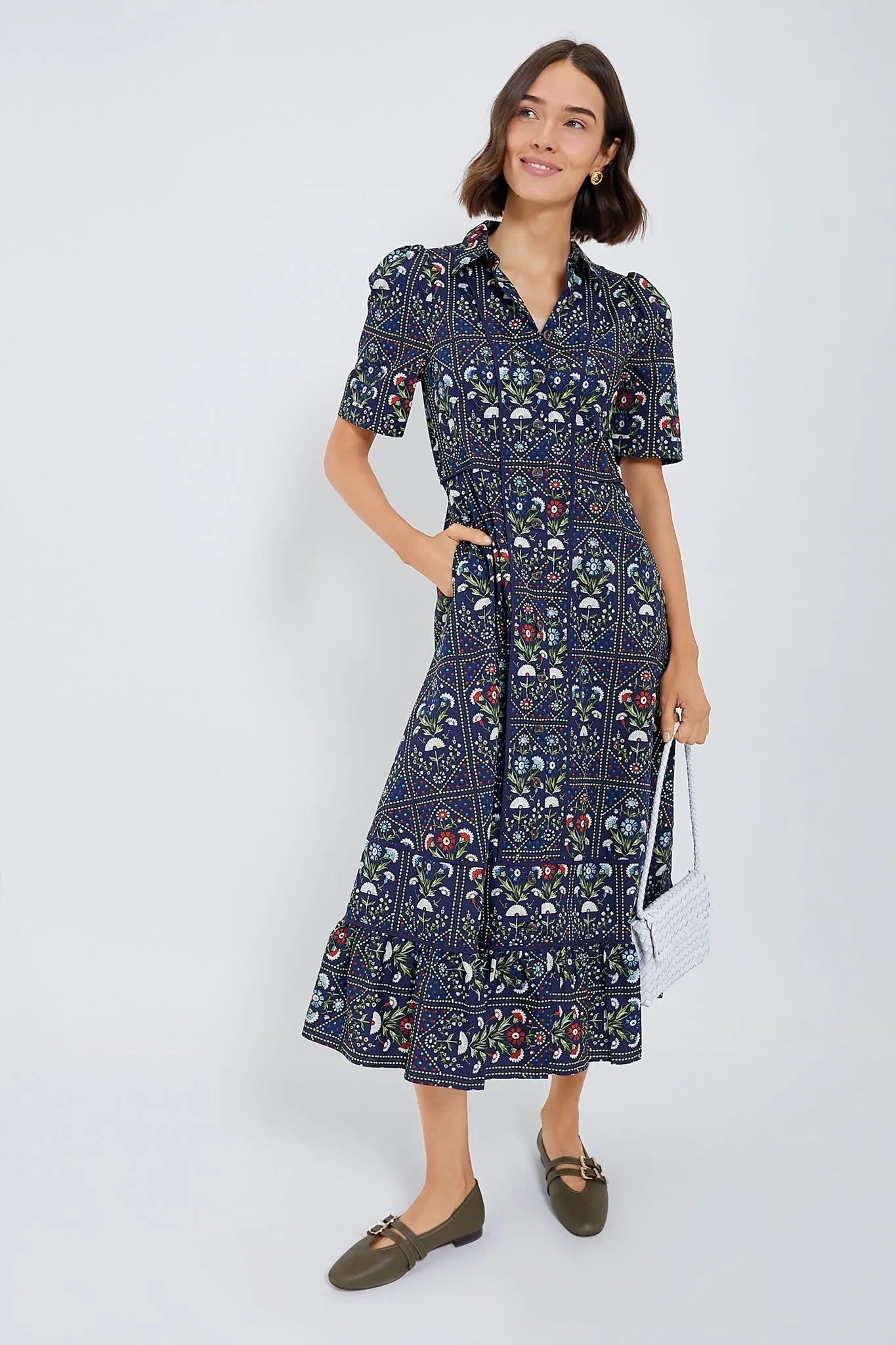 Navy Trellis Greta Dress