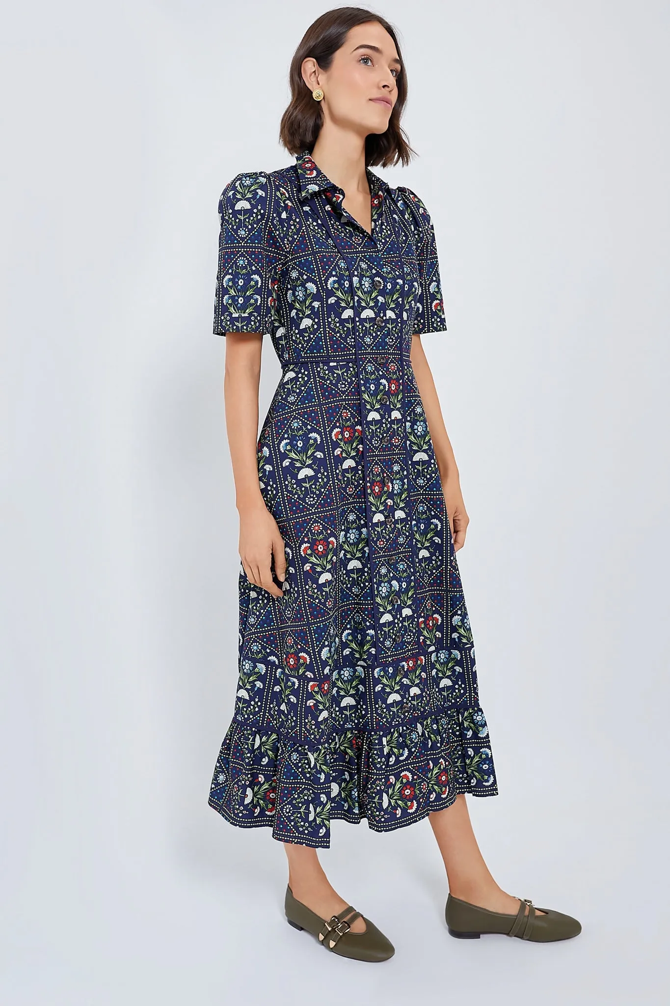 Navy Trellis Greta Dress