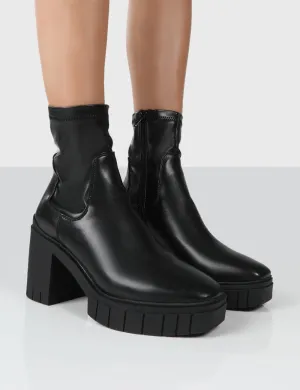 Obstacle Black Chunky Heeled Ankle Boots