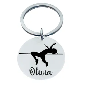 Personalized Track And Field High Jump Keychain - Round