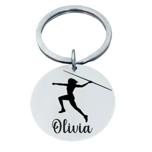 Personalized Track And Field Javelin Throw Keychain - Round