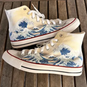 The Great Wave Converse High Top Chuck Taylor Shoes